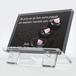 Plaque funéraire Rose Éternelle en plexiglas 10 mm avec rose rouge symbole d’amour éternel — hommage éternel
