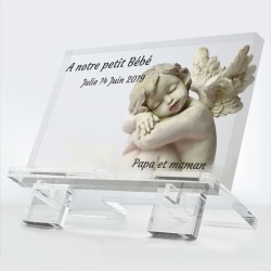 Plaque funéraire Tendresse en plexiglas 10 mm avec fleurs douces et message affectueux