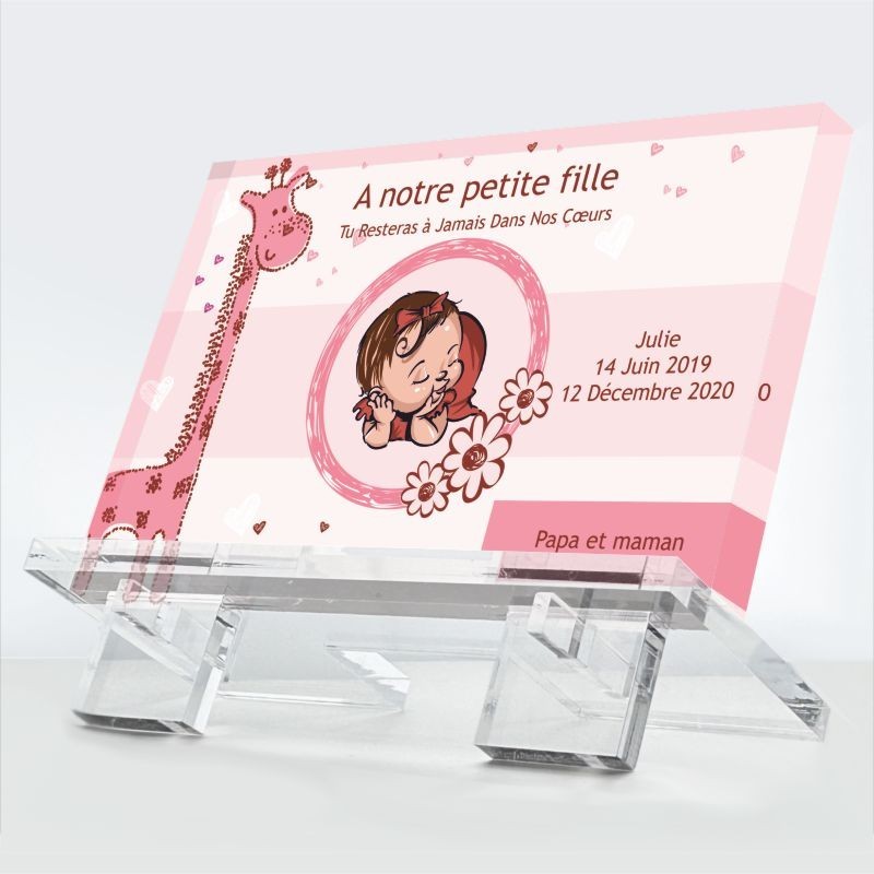 Plaque funéraire Petite Fleur en plexiglas 10 mm avec fleur délicate et hommage tendre