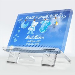 Plaque funéraire Si Tôt en plexiglas 10 mm avec motif sobre et souvenir précipité