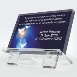 Plaque funéraire Lumières en plexiglas 10 mm avec éclat lumineux et hommage éternel