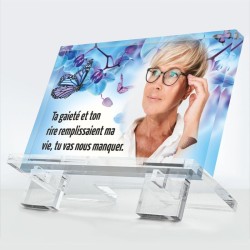 Plaque funéraire Orchidée bleue en plexiglas 10 mm avec orchidée bleue rare et élégante — hommage éternel