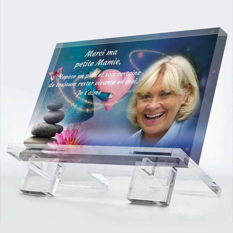 Plaque funéraire Un Dernier Mot en plexiglas 10 mm avec texte personnalisé et hommage final