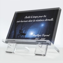 Plaque funéraire Repos éternel en plexiglas 10 mm avec croix et symbole religieux — hommage éternel