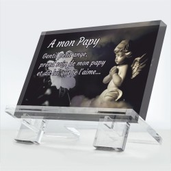 Plaque funéraire Présence d’ange en plexiglas 10 mm avec motif d’ange protecteur — hommage éternel