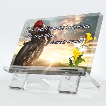 Plaque funéraire Moto en Plexiglas personnalisable - Point Création
