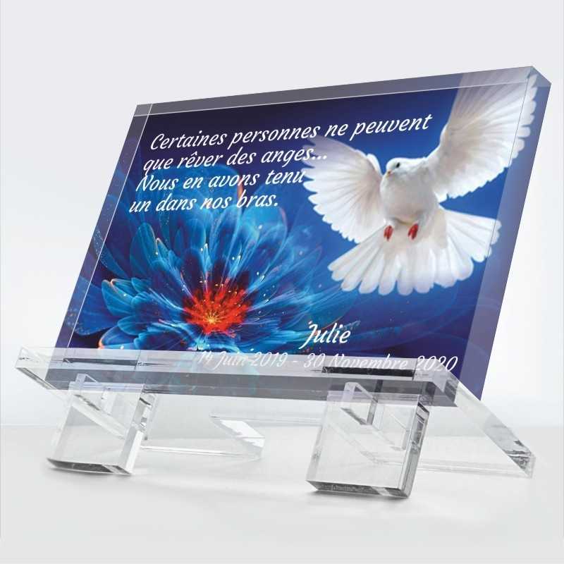 Plaque funéraire colombe moyenne | En plexiglas
