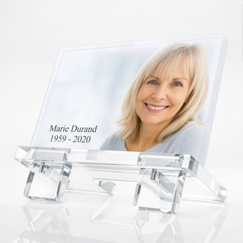 Plaque funéraire avec photo personnalisée en plexiglas - Point Création