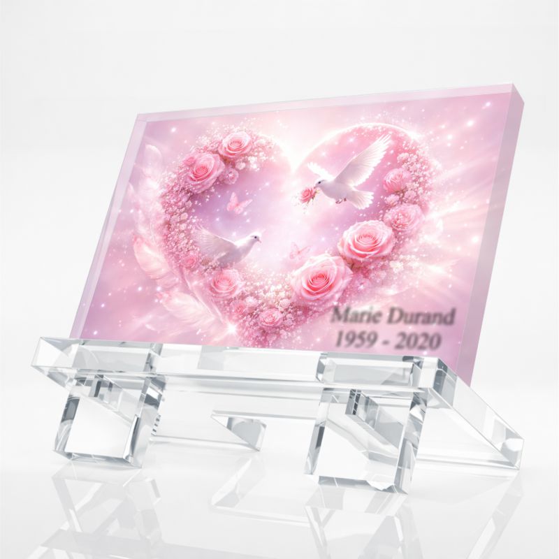 Plaque funeraire coeur personnalisee