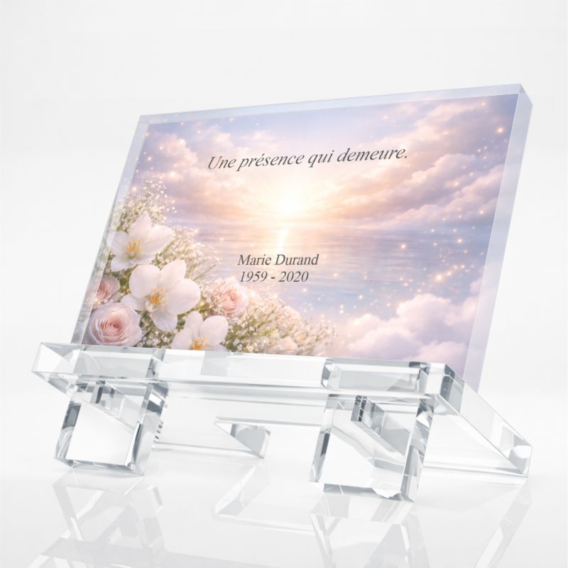 Plaque funéraire moderne personnalisée en plexiglas - Point Création