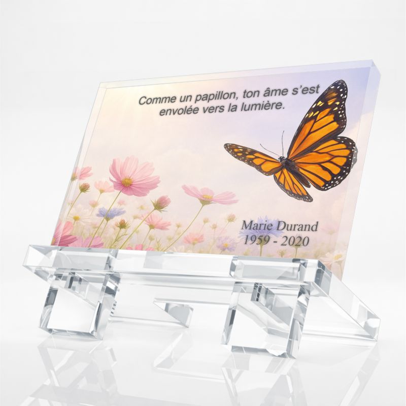 Plaque funéraire papillon personnalisée - Point Création