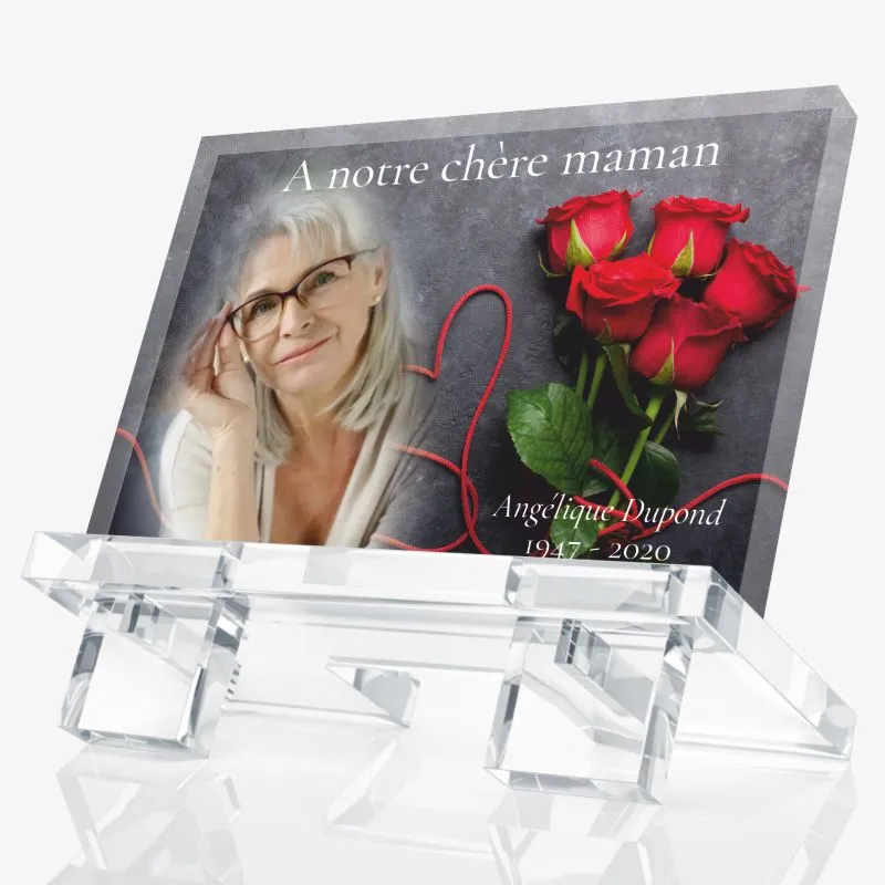 Plaque funeraire photo modele fleur unique