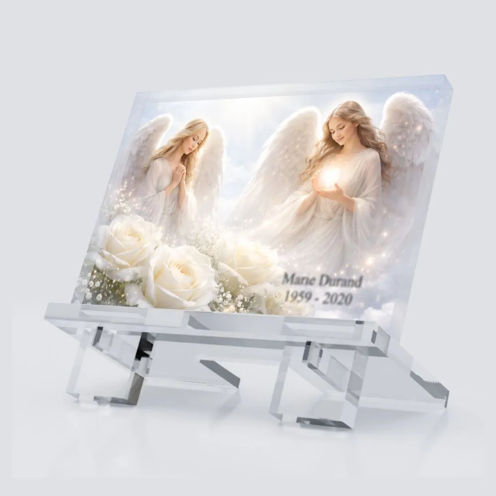 Plaque funéraire avec ange - hommage spirituel et apaisant
