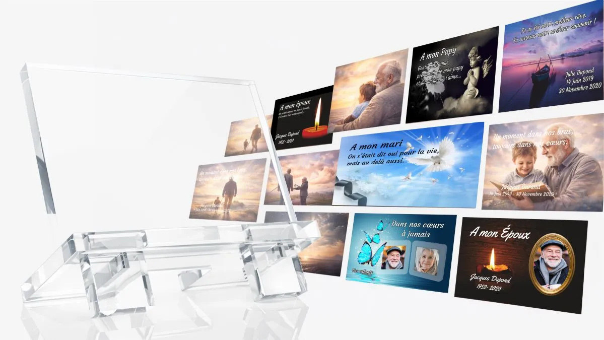 Plaque funéraire grand-père personnalisée avec socle intégré