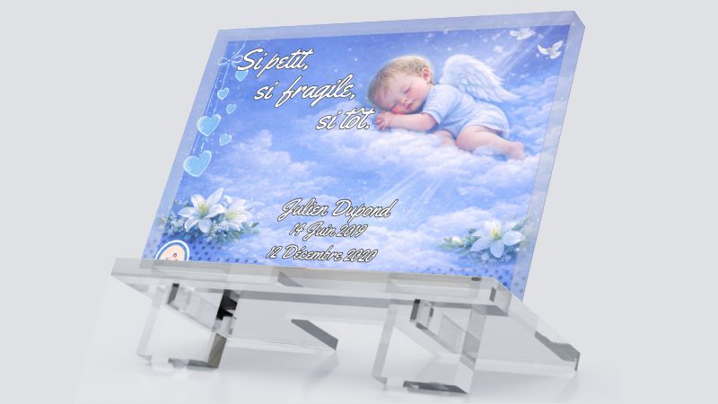 plaque funéraire enfant personnalisée en plexiglas